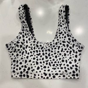 Balance Athletica Kingdom Sports Bra Black White Print S